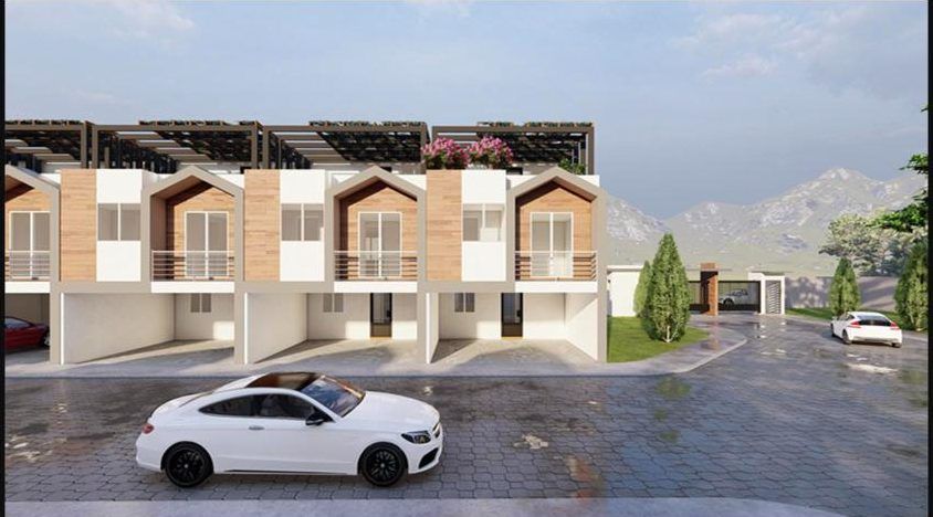 Casas de 3 niveles con terraza y pérgola
